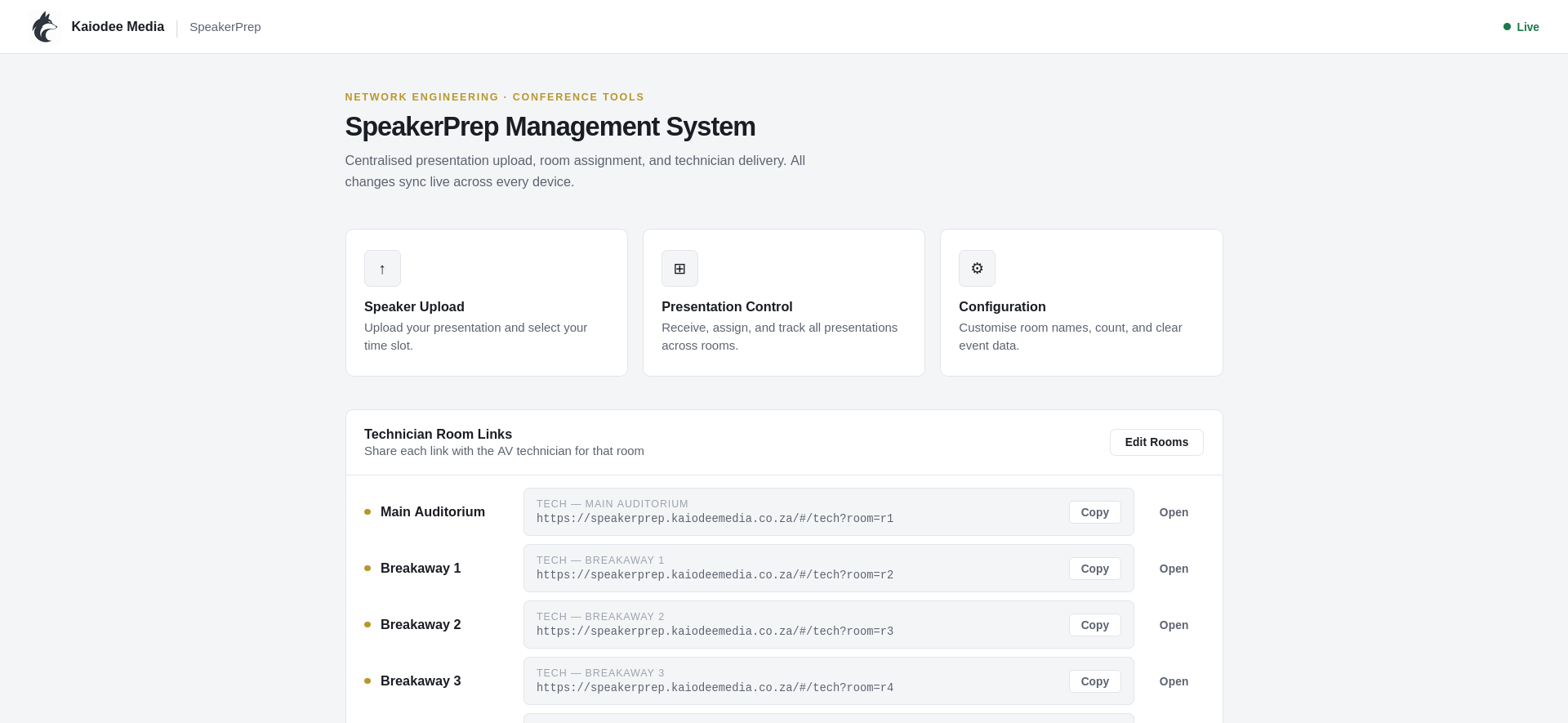 SpeakerPrep — Speaker Management